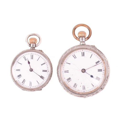 268 - A small collection of items, including two Swiss 935 ladies keyless fob watches with bar movements, ... 