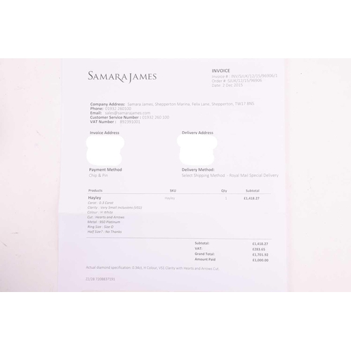 27 - A single stone diamond ring, the round brilliant cut diamond in simple four claw mount, with diamond... 