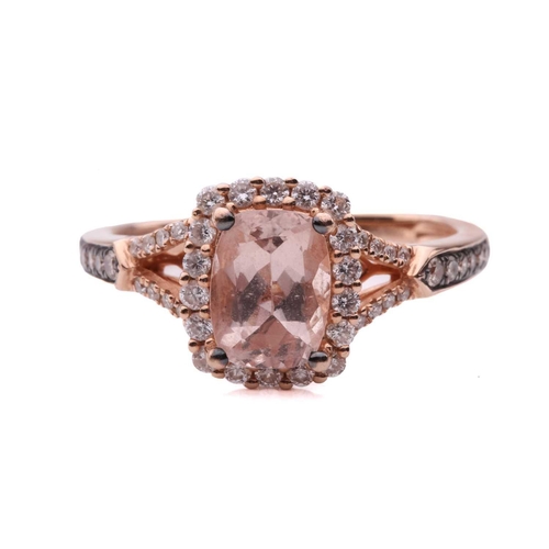 279 - Le Vian - a morganite and diamond dress ring in 14ct rose gold, centred with a cushion-cut morganite... 