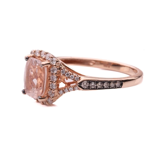 279 - Le Vian - a morganite and diamond dress ring in 14ct rose gold, centred with a cushion-cut morganite... 