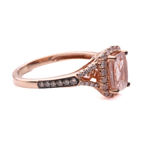 279 - Le Vian - a morganite and diamond dress ring in 14ct rose gold, centred with a cushion-cut morganite... 