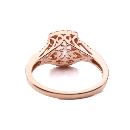 279 - Le Vian - a morganite and diamond dress ring in 14ct rose gold, centred with a cushion-cut morganite... 