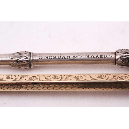 363 - A silver gilt propelling pencil, the shaft decorated with chased foliate decoration, the bulbous top... 