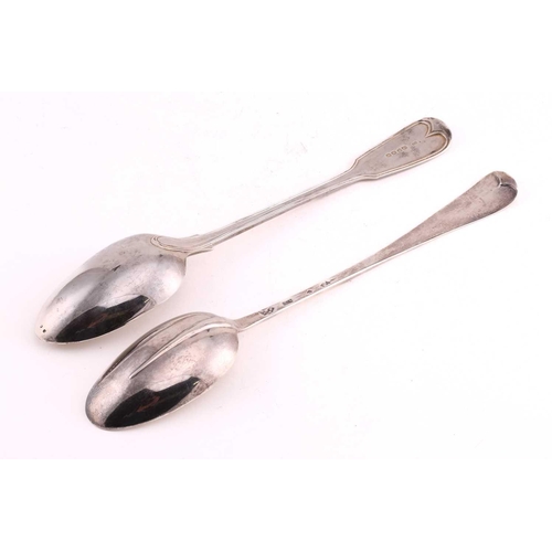 488 - A Victorian silver straining spoon, fiddle and thread pattern, London 1852 by George Adams; together... 