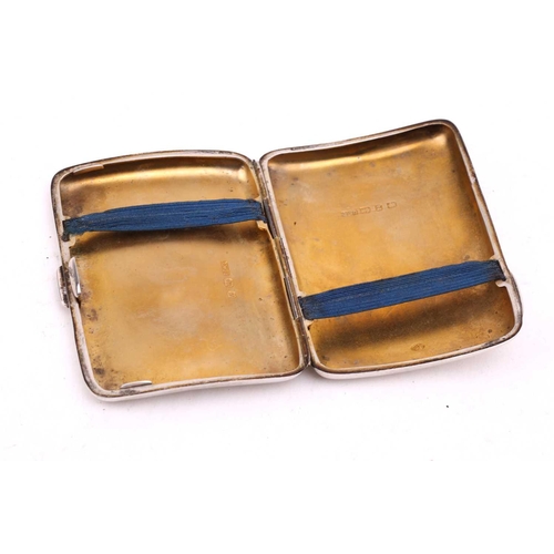 490 - A silver cigarette case by John Millward Banks, Birmingham 1899, of classical form with a gilt inter... 