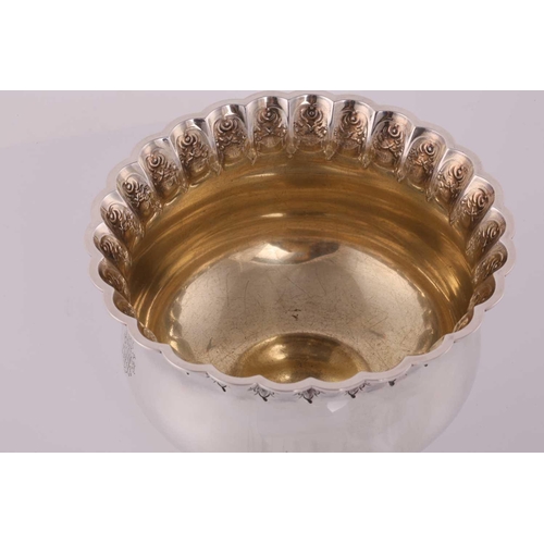 493 - Grosjean & Woodward for Tiffany & Co; a 19th-century circular silver rose bowl, of heavy inverted ba... 