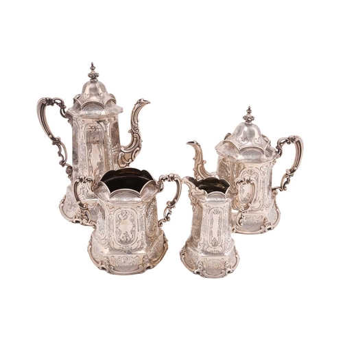 498 - Y A Victorian four-piece silver coffee/tea set, by William Robert Smily, London 1852, comprising of ... 