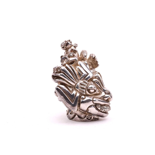 501 - A Mykola Solonair cast silver sculpture, hallmarked for London 2009, carried out in his puzzlefaunis... 