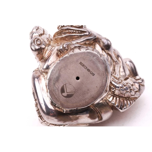 501 - A Mykola Solonair cast silver sculpture, hallmarked for London 2009, carried out in his puzzlefaunis... 