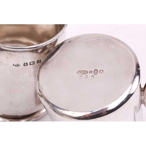 508 - A collection of small silver items comprising a silver square section sugar caster, a silver christe... 