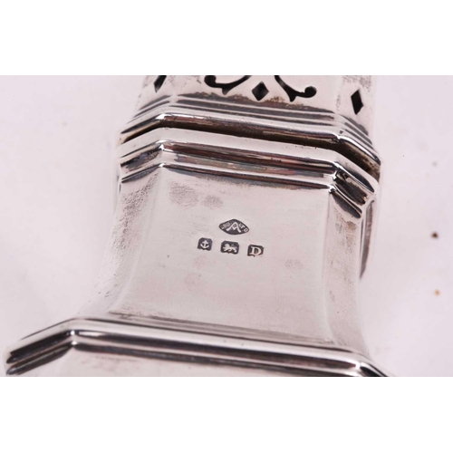 508 - A collection of small silver items comprising a silver square section sugar caster, a silver christe... 