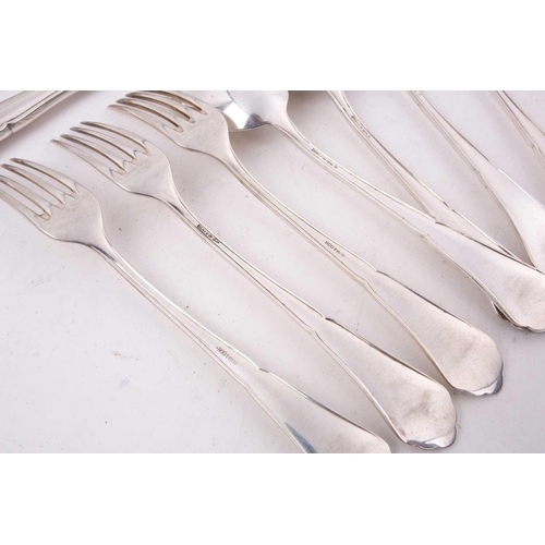 509 - A German set of six white metal 800 standard flatware comprising six spoons, six forks and six knive... 