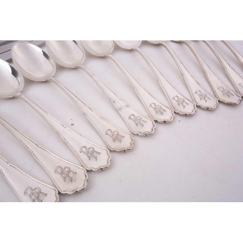 509 - A German set of six white metal 800 standard flatware comprising six spoons, six forks and six knive... 