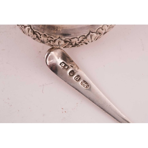 513 - A George IV milk jug, hallmarked London 1825, a silver and glass mustard and matched spoon with Engl... 