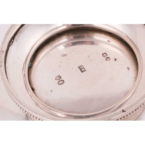 513 - A George IV milk jug, hallmarked London 1825, a silver and glass mustard and matched spoon with Engl... 