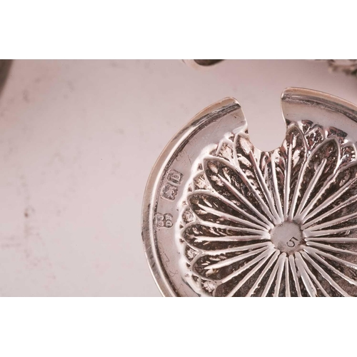 513 - A George IV milk jug, hallmarked London 1825, a silver and glass mustard and matched spoon with Engl... 