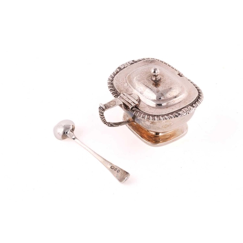 523 - A late George III silver mustard pot, Solomon Houghman, Solomon Reyes & John East Dix, London 1817, ... 