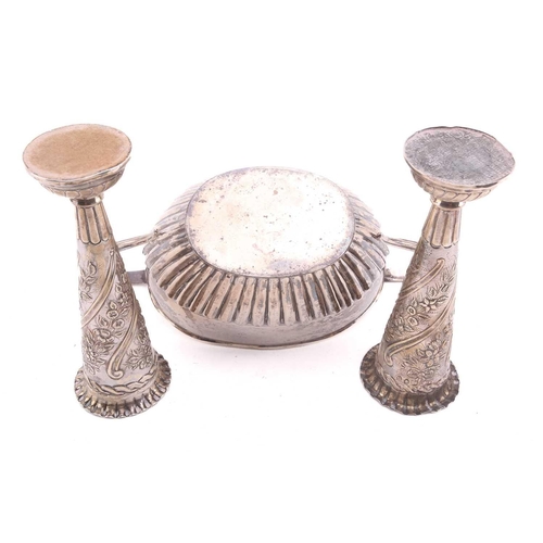 526 - A silver half-reeded sugar basin engraved with a dedication, 6.4ozt together with two weighted silve... 