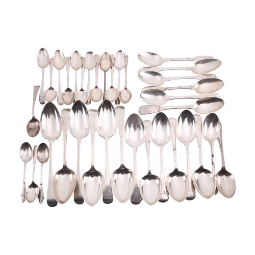 529 - A collection of varying silver spoons, including a set of six Walker & Hall silver Old English patte... 
