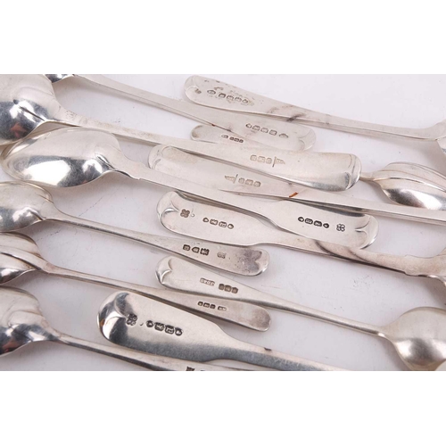 529 - A collection of varying silver spoons, including a set of six Walker & Hall silver Old English patte... 