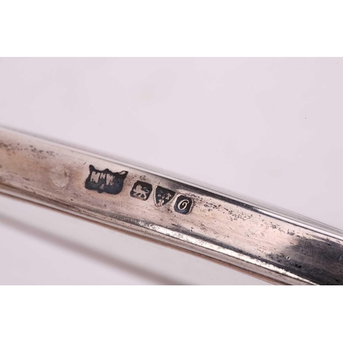 530 - A Mappin and Webb silver dressing set in its original fitted case comprising two hair brushes, two c... 