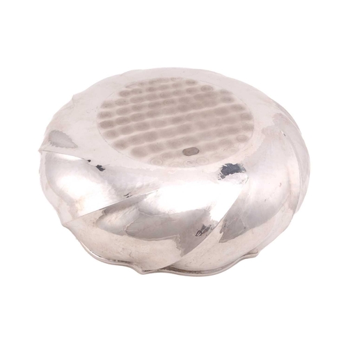 533 - An Italian white metal bowl of circular spirally lobed form, 36cm diameter, stamped Callegar Padova,... 