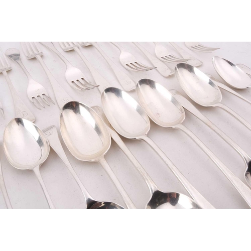 535 - A composite Old English pattern flatware for six comprising a set of six dessert forks and spoons to... 