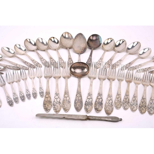 539 - A composite set of Danish white metal flatware, Copenhagen, various dates and makers, each piece dec... 