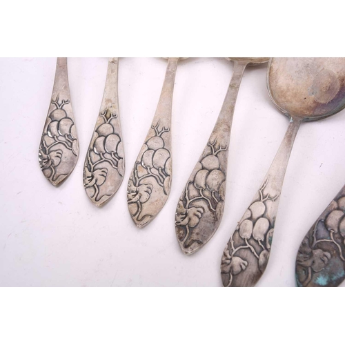 539 - A composite set of Danish white metal flatware, Copenhagen, various dates and makers, each piece dec... 