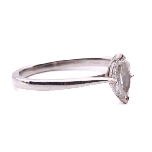 58 - A marquise diamond solitaire ring, the marquise cut diamond with an estimated weight of 0.45cts, in ... 