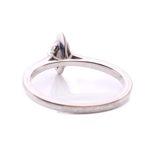 58 - A marquise diamond solitaire ring, the marquise cut diamond with an estimated weight of 0.45cts, in ... 