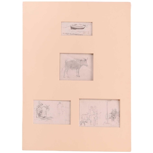 105 - Joseph Stannard (1797-1830), four pencil sketches on paper, collated in a card mount, depicting figu... 