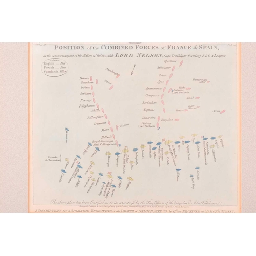 107 - After William Lionel Wyllie, 'Traflagar 2.30 pm' colour print with flag signals and map below, image... 