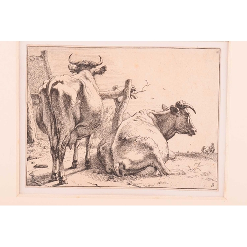 108 - Karel Dujardin (1626-1678) Dutch, three small etchings, studies of sheep, each circa 8 cm x 10 cm, t... 