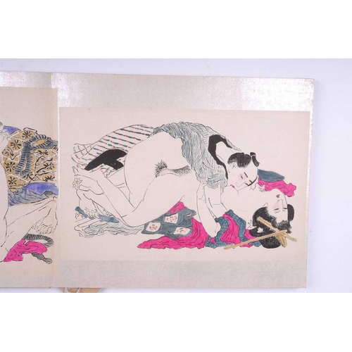 116 - A Japanese fold-out folio of pen & ink Shunga (Erotic) drawings, the first half of the 20th century,... 