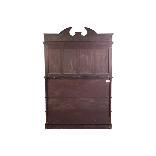 146 - A fine Edwardian mahogany and inlaid inverted breakfront side cabinet, the arched broken pediment ov... 