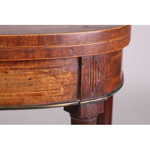 153 - An early 19th century mahogany and rosewood crossbanded foldover card table, with bowed front boxwoo... 