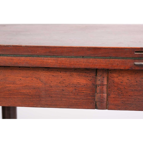 153 - An early 19th century mahogany and rosewood crossbanded foldover card table, with bowed front boxwoo... 