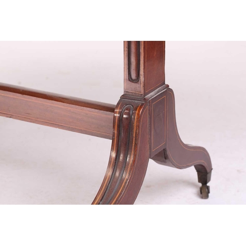 155 - A Sheraton period satinwood crossbanded mahogany sofa table, the top inlaid with running bands of fl... 