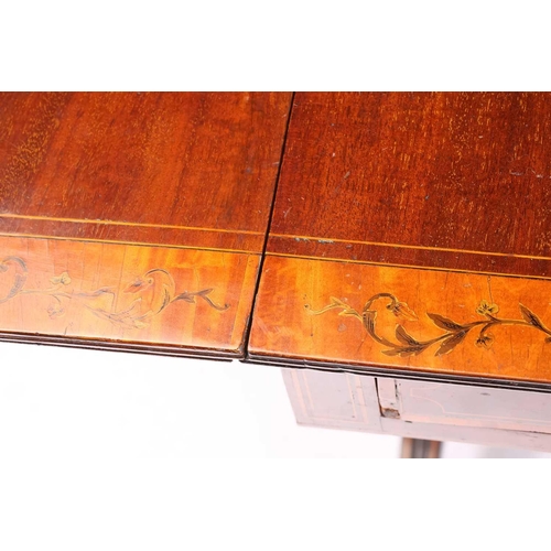 155 - A Sheraton period satinwood crossbanded mahogany sofa table, the top inlaid with running bands of fl... 