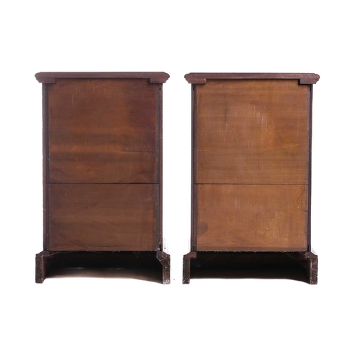 157 - A pair of Victorian mahogany bedside drawers, each with moulded edge top above three graduated drawe... 