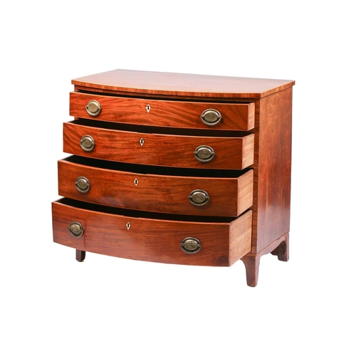 163 - An early 19th-century mahogany bowfront chest of drawers, with boxwood stringing, the four graduated... 