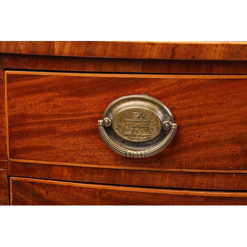 163 - An early 19th-century mahogany bowfront chest of drawers, with boxwood stringing, the four graduated... 