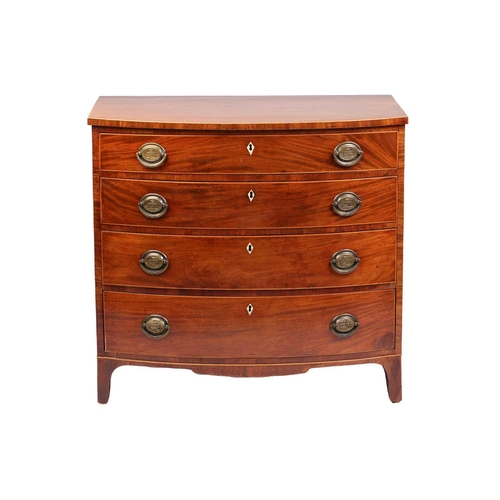 163 - An early 19th-century mahogany bowfront chest of drawers, with boxwood stringing, the four graduated... 