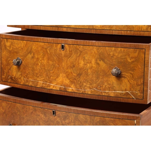 171 - A Heal & Sons Ltd walnut and mahogany crossbanded bow front chest, five drawers, on cabriole legs, H... 