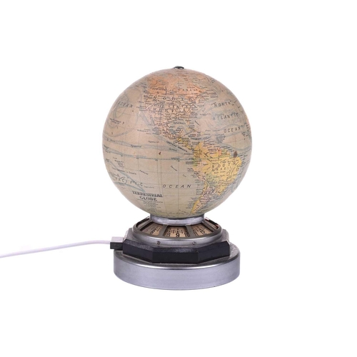 A rare Jaeger LeCoultre illuminating globe world time desk clock