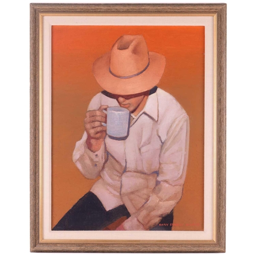 18 - Gary Earnest Smith (b.1942) American, 'Boy with Cup', signed, oil on canvas, 61 x 45.5 cm, framed, f... 