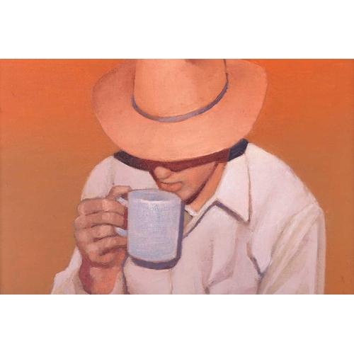 18 - Gary Earnest Smith (b.1942) American, 'Boy with Cup', signed, oil on canvas, 61 x 45.5 cm, framed, f... 