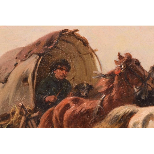 19 - Adolf Van Der Venne (1828-1911) Austrian, Hungarian Post wagon, a horse-drawn wagon in a snowy lands... 