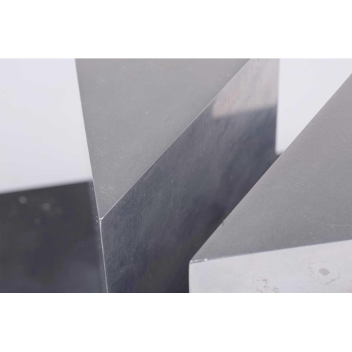 199 - † Justin Knowles (1935-2004), 'Forms', chrome shapes on a slate base, 12 cm high x 16 cm square.